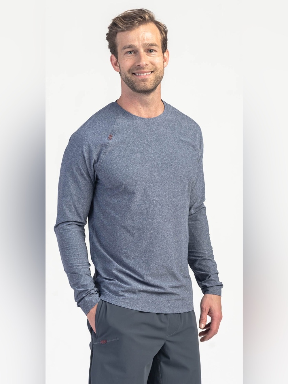 Rhone Reign Performance Long Sleeve Shirt Size M Midnight Heather Top